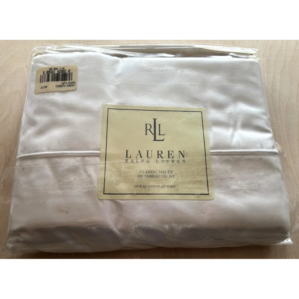 Vtg Ralph Lauren Flat Sheet Queen NIP NOS Classic White 350 Count 100% Supima